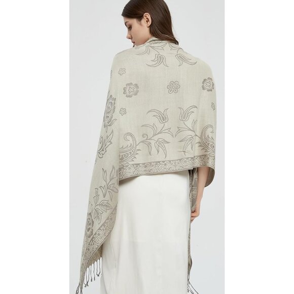Pashmina Shawl Wrap with Ethnic - Paisley-cream - Picture 4 of 6